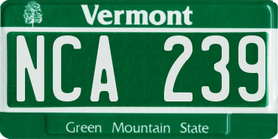 VT license plate NCA239