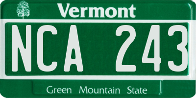 VT license plate NCA243