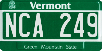 VT license plate NCA249