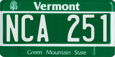 VT license plate NCA251