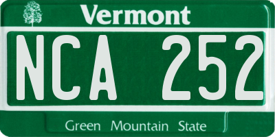 VT license plate NCA252