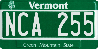 VT license plate NCA255