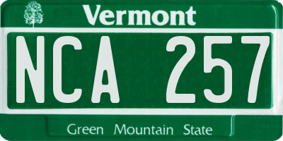 VT license plate NCA257