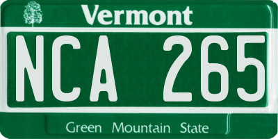 VT license plate NCA265