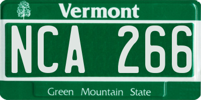 VT license plate NCA266