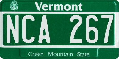 VT license plate NCA267