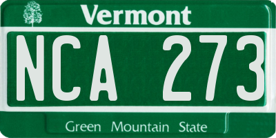 VT license plate NCA273
