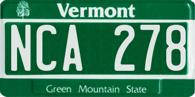 VT license plate NCA278