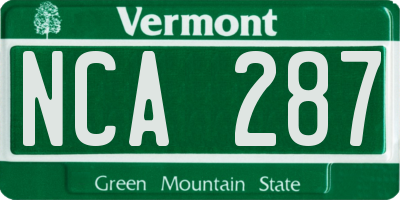 VT license plate NCA287