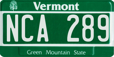 VT license plate NCA289