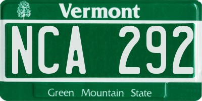 VT license plate NCA292