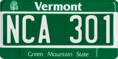 VT license plate NCA301