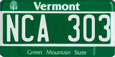 VT license plate NCA303