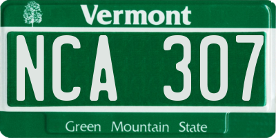 VT license plate NCA307