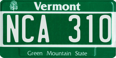 VT license plate NCA310