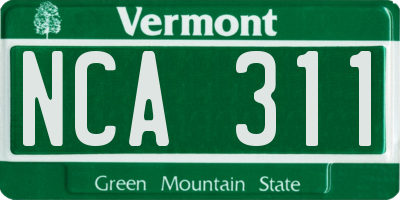 VT license plate NCA311