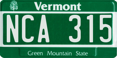 VT license plate NCA315