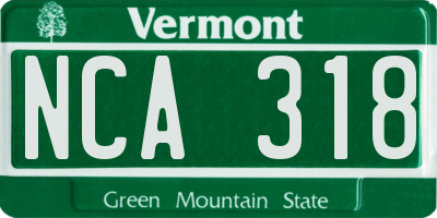 VT license plate NCA318