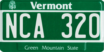 VT license plate NCA320