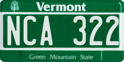 VT license plate NCA322