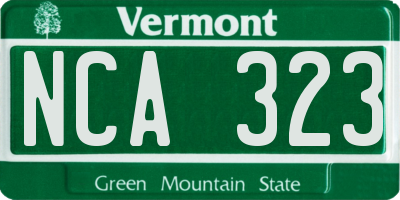 VT license plate NCA323