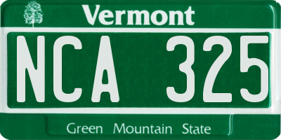 VT license plate NCA325