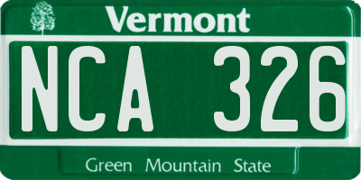 VT license plate NCA326