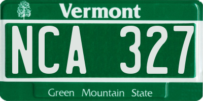VT license plate NCA327