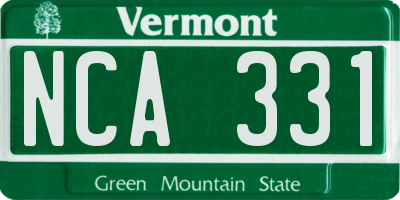 VT license plate NCA331