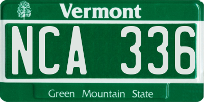VT license plate NCA336