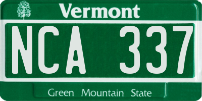 VT license plate NCA337