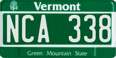 VT license plate NCA338