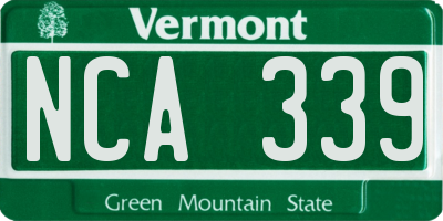 VT license plate NCA339