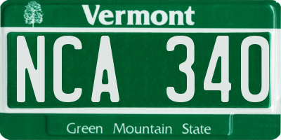 VT license plate NCA340