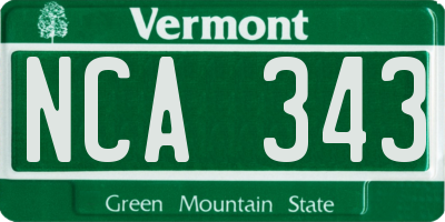 VT license plate NCA343