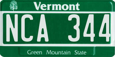 VT license plate NCA344