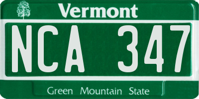 VT license plate NCA347
