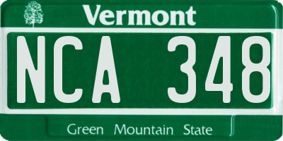 VT license plate NCA348