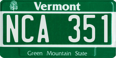 VT license plate NCA351