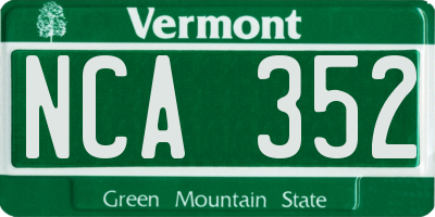 VT license plate NCA352