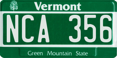 VT license plate NCA356
