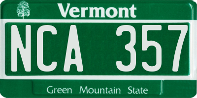 VT license plate NCA357