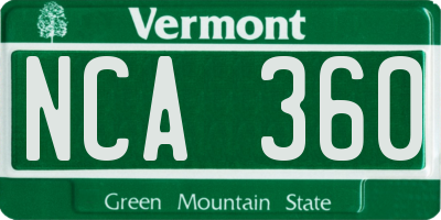 VT license plate NCA360