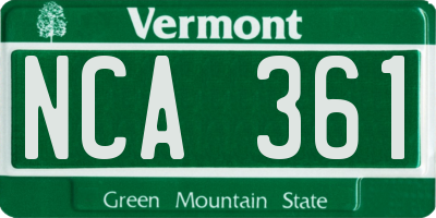 VT license plate NCA361