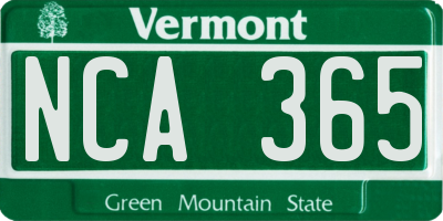 VT license plate NCA365