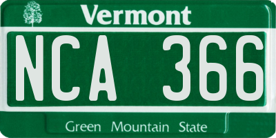 VT license plate NCA366