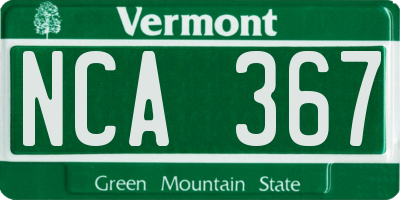 VT license plate NCA367