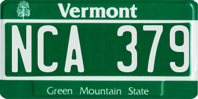 VT license plate NCA379
