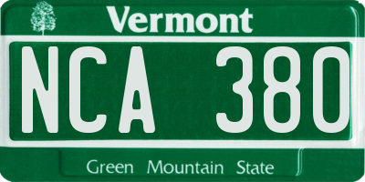 VT license plate NCA380