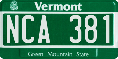 VT license plate NCA381